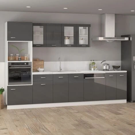Hanging Cabinet High Gloss Grey 39.5x31x60 Cm Engineered Wood VidaXL 4 Hanging Cabinet High Gloss Grey 39.5x31x60 Cm Engineered Wood VidaXL - Image 4