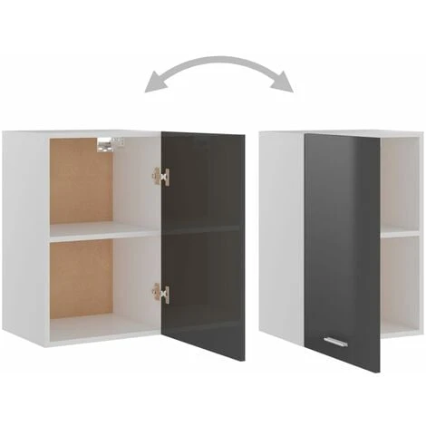 Hanging Cabinet High Gloss Grey 39.5x31x60 Cm Engineered Wood VidaXL 5 Hanging Cabinet High Gloss Grey 39.5x31x60 Cm Engineered Wood VidaXL - Image 5