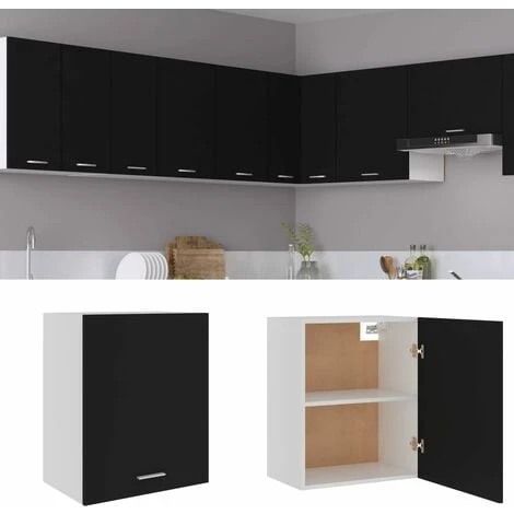 Hanging Cabinet Black 50x31x60 Cm Engineered Wood VidaXL 2 Hanging Cabinet Black 50x31x60 Cm Engineered Wood VidaXL - Image 2
