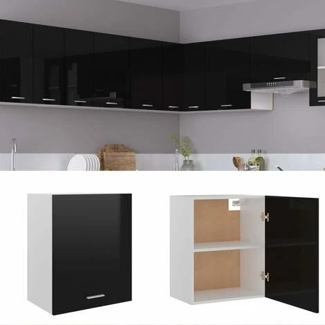 Hanging Cabinet High Gloss Black 50x31x60 Cm Engineered Wood VidaXL 2 Hanging Cabinet High Gloss Black 50x31x60 Cm Engineered Wood VidaXL - Image 2