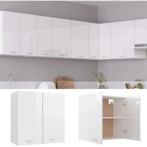 Hanging Cabinet High Gloss White 60x31x60 Cm Engineered Wood VidaXL 2 Hanging Cabinet High Gloss White 60x31x60 Cm Engineered Wood VidaXL - Image 2
