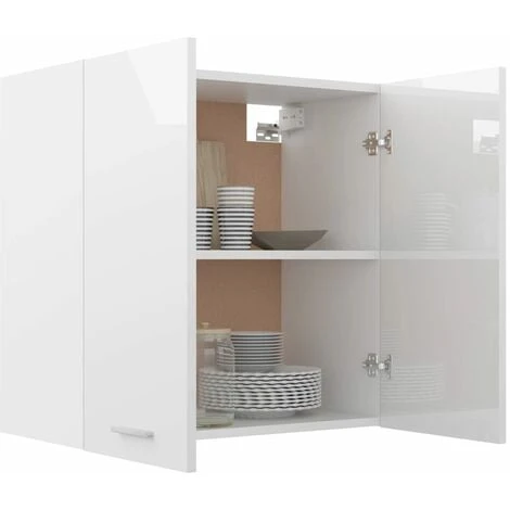 Hanging Cabinet High Gloss White 60x31x60 Cm Engineered Wood VidaXL 4 Hanging Cabinet High Gloss White 60x31x60 Cm Engineered Wood VidaXL - Image 4