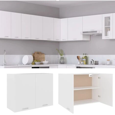 Hanging Cabinet White 80x31x60 Cm Engineered Wood VidaXL 2 Hanging Cabinet White 80x31x60 Cm Engineered Wood VidaXL - Image 2