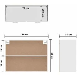 Hanging Cabinet White 80x31x60 Cm Engineered Wood VidaXL 7 Hanging Cabinet White 80x31x60 Cm Engineered Wood VidaXL -Vonshef shop 29112870 3