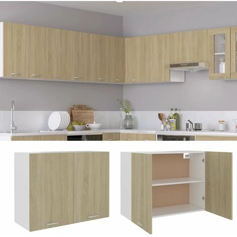 Hanging Cabinet Sonoma Oak 80x31x60 Cm Engineered Wood VidaXL 2 Hanging Cabinet Sonoma Oak 80x31x60 Cm Engineered Wood VidaXL - Image 2
