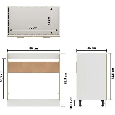 Sink Bottom Cabinet Sonoma Oak 80x46x81.5 Cm Engineered Wood VidaXL 3 Sink Bottom Cabinet Sonoma Oak 80x46x81.5 Cm Engineered Wood VidaXL - Image 3