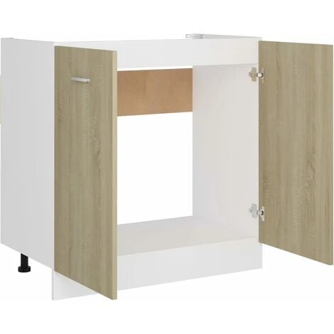 Sink Bottom Cabinet Sonoma Oak 80x46x81.5 Cm Engineered Wood VidaXL 5 Sink Bottom Cabinet Sonoma Oak 80x46x81.5 Cm Engineered Wood VidaXL - Image 5