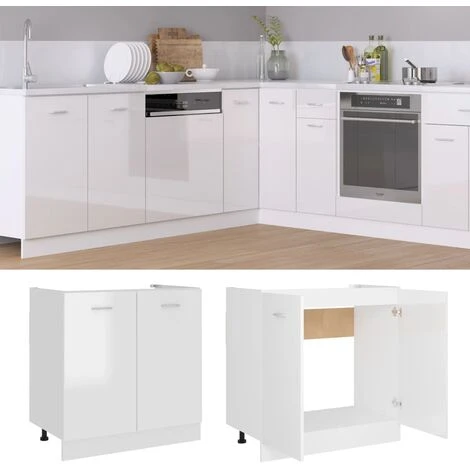 Sink Bottom Cabinet High Gloss White 80x46x81.5 Cm Engineered Wood VidaXL 2 Sink Bottom Cabinet High Gloss White 80x46x81.5 Cm Engineered Wood VidaXL - Image 2
