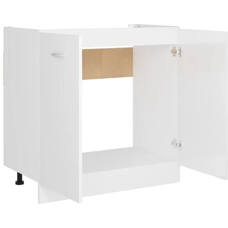 Sink Bottom Cabinet High Gloss White 80x46x81.5 Cm Engineered Wood VidaXL 5 Sink Bottom Cabinet High Gloss White 80x46x81.5 Cm Engineered Wood VidaXL - Image 5