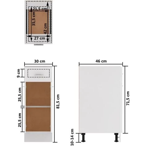 Drawer Bottom Cabinet White 30x46x81.5 Cm Engineered Wood VidaXL 3 Drawer Bottom Cabinet White 30x46x81.5 Cm Engineered Wood VidaXL - Image 3