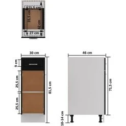 Drawer Bottom Cabinet Black 30x46x81.5 Cm Engineered Wood VidaXL 7 Drawer Bottom Cabinet Black 30x46x81.5 Cm Engineered Wood VidaXL -Vonshef shop 29173783 3
