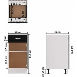 Drawer Bottom Cabinet Black 40x46x81.5 Cm Engineered Wood VidaXL 7 Drawer Bottom Cabinet Black 40x46x81.5 Cm Engineered Wood VidaXL -Vonshef shop 29173822 3