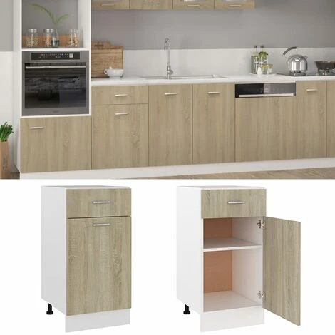 Drawer Bottom Cabinet Sonoma Oak 40x46x81.5 Cm Engineered Wood VidaXL 2 Drawer Bottom Cabinet Sonoma Oak 40x46x81.5 Cm Engineered Wood VidaXL - Image 2