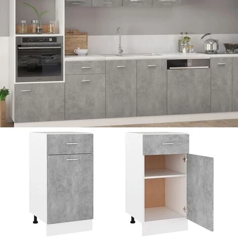 Drawer Bottom Cabinet Concrete Grey 40x46x81.5 Cm Engineered Wood VidaXL 2 Drawer Bottom Cabinet Concrete Grey 40x46x81.5 Cm Engineered Wood VidaXL - Image 2