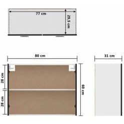 Hanging Cabinet High Gloss Black 80x31x60 Cm Engineered Wood VidaXL -Vonshef shop 29173930 3