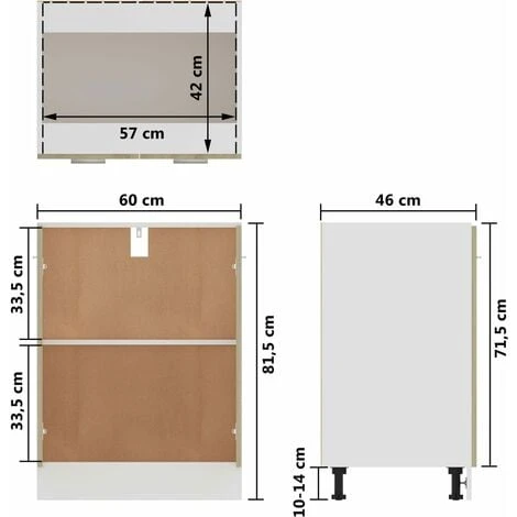 Bottom Cabinet Sonoma Oak 60x46x81.5 Cm Engineered Wood VidaXL 3 Bottom Cabinet Sonoma Oak 60x46x81.5 Cm Engineered Wood VidaXL - Image 3