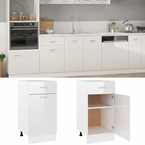 Drawer Bottom Cabinet High Gloss White 40x46x81.5 Cm Engineered Wood VidaXL 2 Drawer Bottom Cabinet High Gloss White 40x46x81.5 Cm Engineered Wood VidaXL - Image 2
