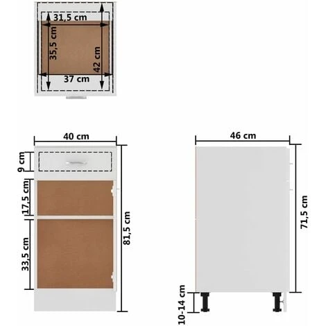 Drawer Bottom Cabinet High Gloss White 40x46x81.5 Cm Engineered Wood VidaXL 3 Drawer Bottom Cabinet High Gloss White 40x46x81.5 Cm Engineered Wood VidaXL - Image 3