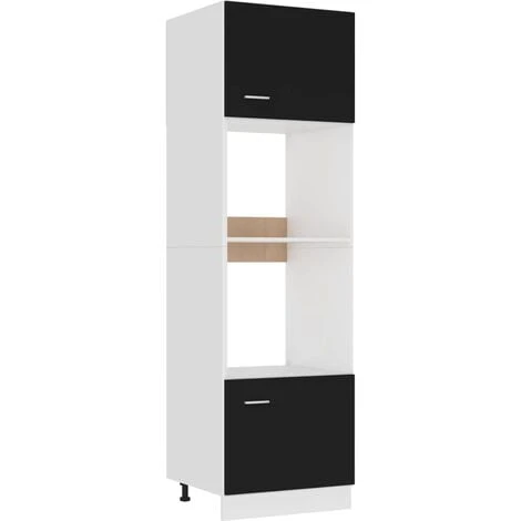 Microwave Cabinet Black 60x57x207 Cm Engineered Wood VidaXL 1 Microwave Cabinet Black 60x57x207 Cm Engineered Wood VidaXL