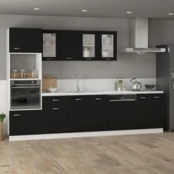 Microwave Cabinet Black 60x57x207 Cm Engineered Wood VidaXL 8 Microwave Cabinet Black 60x57x207 Cm Engineered Wood VidaXL -Vonshef shop 29363075 4