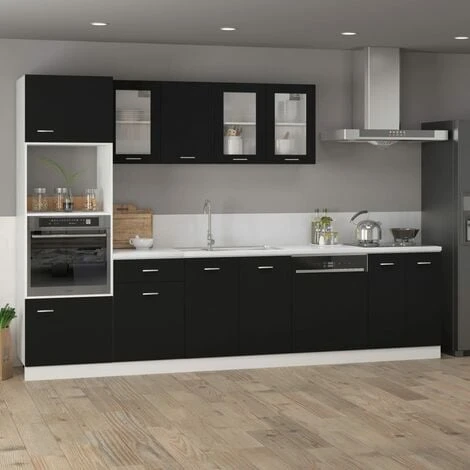 Microwave Cabinet Black 60x57x207 Cm Engineered Wood VidaXL 4 Microwave Cabinet Black 60x57x207 Cm Engineered Wood VidaXL - Image 4