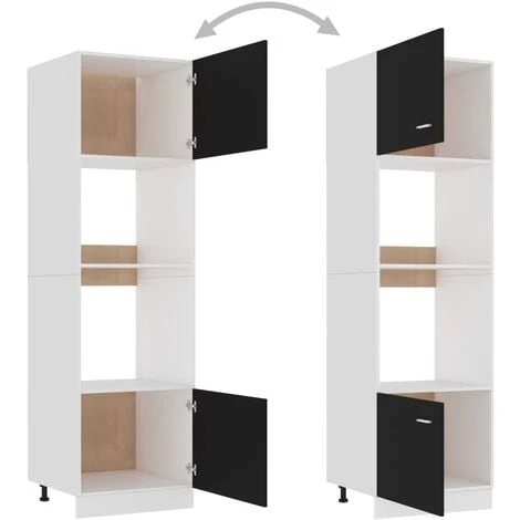 Microwave Cabinet Black 60x57x207 Cm Engineered Wood VidaXL 5 Microwave Cabinet Black 60x57x207 Cm Engineered Wood VidaXL - Image 5