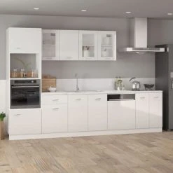 Microwave Cabinet High Gloss White 60x57x207 Cm Engineered Wood VidaXL 8 Microwave Cabinet High Gloss White 60x57x207 Cm Engineered Wood VidaXL -Vonshef shop 29363080 4