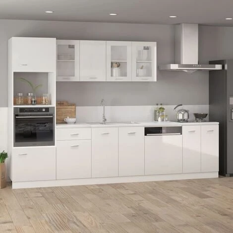 Microwave Cabinet High Gloss White 60x57x207 Cm Engineered Wood VidaXL 4 Microwave Cabinet High Gloss White 60x57x207 Cm Engineered Wood VidaXL - Image 4