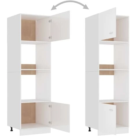 Microwave Cabinet High Gloss White 60x57x207 Cm Engineered Wood VidaXL 5 Microwave Cabinet High Gloss White 60x57x207 Cm Engineered Wood VidaXL - Image 5