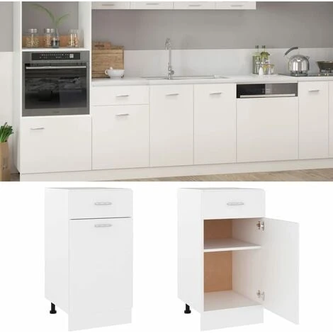 Drawer Bottom Cabinet White 40x46x81.5 Cm Engineered Wood VidaXL 2 Drawer Bottom Cabinet White 40x46x81.5 Cm Engineered Wood VidaXL - Image 2