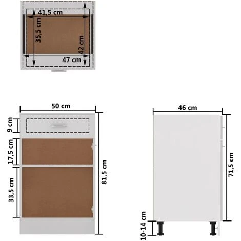 Drawer Bottom Cabinet White 50x46x81.5 Cm Engineered Wood VidaXL 3 Drawer Bottom Cabinet White 50x46x81.5 Cm Engineered Wood VidaXL - Image 3