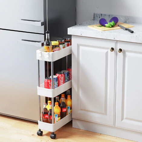 Livingandhome 3 Tier Slim Slide Out Bathroom Storage Holder With Hook 2 Livingandhome 3 Tier Slim Slide Out Bathroom Storage Holder With Hook - Image 2