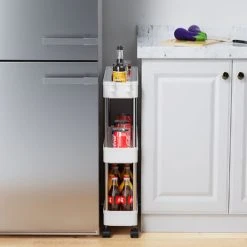 Livingandhome 3 Tier Slim Slide Out Bathroom Storage Holder With Hook 7 Livingandhome 3 Tier Slim Slide Out Bathroom Storage Holder With Hook -Vonshef shop 29784431 3