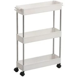 Livingandhome 3 Tier Slim Slide Out Bathroom Storage Holder With Hook 8 Livingandhome 3 Tier Slim Slide Out Bathroom Storage Holder With Hook -Vonshef shop 29784431 4