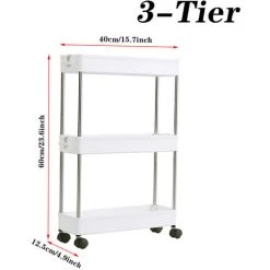 Livingandhome 3 Tier Slim Slide Out Bathroom Storage Holder With Hook 9 Livingandhome 3 Tier Slim Slide Out Bathroom Storage Holder With Hook -Vonshef shop 29784431 5