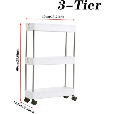 Livingandhome 3 Tier Slim Slide Out Bathroom Storage Holder With Hook 5 Livingandhome 3 Tier Slim Slide Out Bathroom Storage Holder With Hook - Image 5