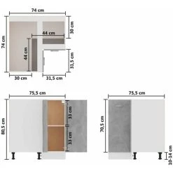 Corner Bottom Cabinet Concrete Grey 75.5x75.5x80.5 Cm Engineered Wood VidaXL 7 Corner Bottom Cabinet Concrete Grey 75.5x75.5x80.5 Cm Engineered Wood VidaXL -Vonshef shop 30335858 3