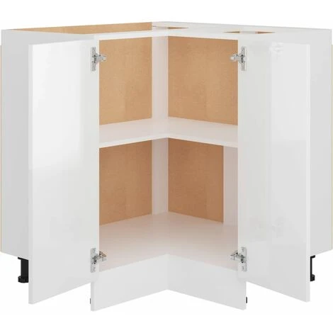 Corner Bottom Cabinet High Gloss White 75.5x75.5x80.5 Cm Engineered Wood VidaXL 5 Corner Bottom Cabinet High Gloss White 75.5x75.5x80.5 Cm Engineered Wood VidaXL - Image 5