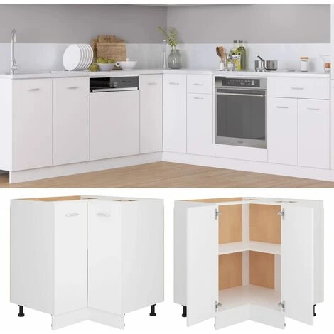 Corner Bottom Cabinet White 75.5x75.5x80.5 Cm Engineered Wood VidaXL 2 Corner Bottom Cabinet White 75.5x75.5x80.5 Cm Engineered Wood VidaXL - Image 2