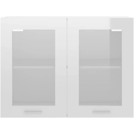 Hanging Glass Cabinet High Gloss White 80x31x60 Cm Engineered Wood VidaXL 5 Hanging Glass Cabinet High Gloss White 80x31x60 Cm Engineered Wood VidaXL - Image 5