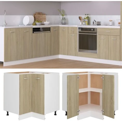 Corner Bottom Cabinet Sonoma Oak 75.5x75.5x80.5 Cm Engineered Wood VidaXL 2 Corner Bottom Cabinet Sonoma Oak 75.5x75.5x80.5 Cm Engineered Wood VidaXL - Image 2