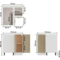 Corner Bottom Cabinet Sonoma Oak 75.5x75.5x80.5 Cm Engineered Wood VidaXL 7 Corner Bottom Cabinet Sonoma Oak 75.5x75.5x80.5 Cm Engineered Wood VidaXL -Vonshef shop 30336095 3
