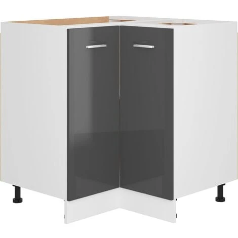 Corner Bottom Cabinet High Gloss Grey 75.5x75.5x80.5 Cm Engineered Wood VidaXL 1 Corner Bottom Cabinet High Gloss Grey 75.5x75.5x80.5 Cm Engineered Wood VidaXL