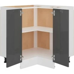 Corner Bottom Cabinet High Gloss Grey 75.5x75.5x80.5 Cm Engineered Wood VidaXL 9 Corner Bottom Cabinet High Gloss Grey 75.5x75.5x80.5 Cm Engineered Wood VidaXL -Vonshef shop 30336096 5