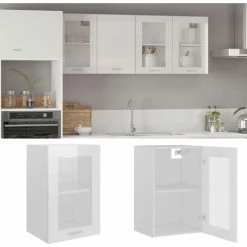 Hanging Glass Cabinet High Gloss White 40x31x60 Cm Engineered Wood VidaXL 6 Hanging Glass Cabinet High Gloss White 40x31x60 Cm Engineered Wood VidaXL -Vonshef shop 30336098 2