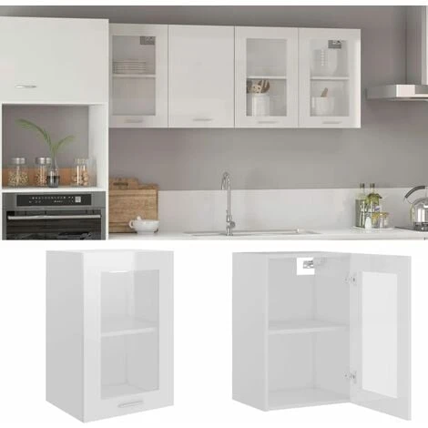Hanging Glass Cabinet High Gloss White 40x31x60 Cm Engineered Wood VidaXL 2 Hanging Glass Cabinet High Gloss White 40x31x60 Cm Engineered Wood VidaXL - Image 2