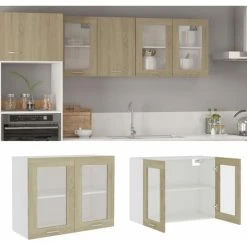 Alternative view of Hanging Glass Cabinet Sonoma Oak 80x31x60 Cm Engineered Wood VidaXL