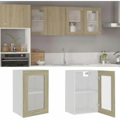 Alternative view of Hanging Glass Cabinet Sonoma Oak 40x31x60 Cm Engineered Wood VidaXL