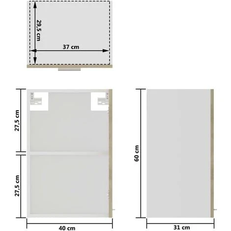 Hanging Glass Cabinet Sonoma Oak 40x31x60 Cm Engineered Wood VidaXL 3 Hanging Glass Cabinet Sonoma Oak 40x31x60 Cm Engineered Wood VidaXL - Image 3