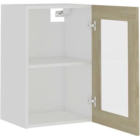 Hanging Glass Cabinet Sonoma Oak 40x31x60 Cm Engineered Wood VidaXL 5 Hanging Glass Cabinet Sonoma Oak 40x31x60 Cm Engineered Wood VidaXL - Image 5